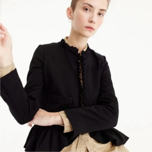 J. Crew Jackets & Blazers - J crew womens blazer size 10 black cropped career wear wool style 29793 ribbon